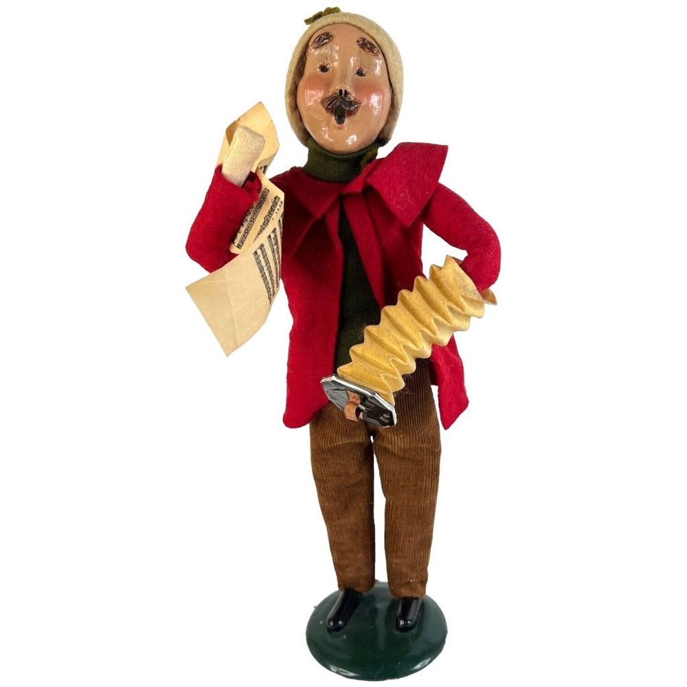 Byers Choice Caroler Man Holding Sheet Music Accordion‎ Signed Limited Edition